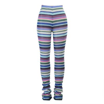 China Lady Knitted Cotton One-Piece Pile Fashion Stripe Pile Pants Anti-Wrinkle Women's Solid Color Solid Color Pants Sexy Overalls for sale