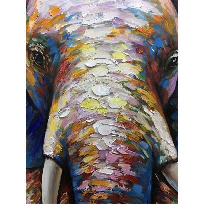 China Environmental Materials Subtract Hand Painted Animal Elephant Oil Painting Living Room Home Decoration Art Wall Oil Painting for sale