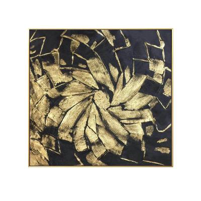 China Realistic Hand Painted Home Decor Abstract Framed Golden Flower Famous Abstract Painting Oil Paintings for sale