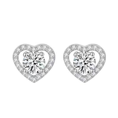 China CLASSIC Tiny Heart Inlay Simple Design Ladies Heart Earrings Exquisite Crystal Earrings Women Jewelry for sale