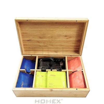 China Eco-friendly Wooden Tea Canister Tea Bag Holder Kitchen Storage Chest Box for Spice Pouches and Sugar Packets with 12 Compartments for sale