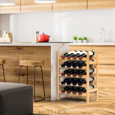 China Art Decor Mosa Natural Bamboo 20 Bottles Free Standing Wooden Wine Rack Wine Rack for Home Storage for sale