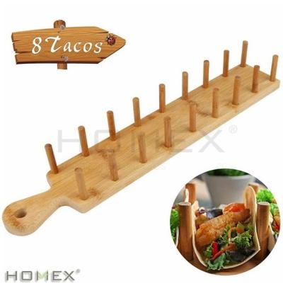 China Wholesale Customized Sustainable Wooden Taco Rack Bamboo Rack Rack Stands For Taco 40.7x7x5.7CM/To Be Customized for sale