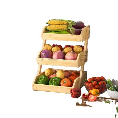 China 3 Tier Sustainable Bamboo Fruit Basket, Vegetable Storage Rack, Food Storage Containers Set For Kitchen for sale