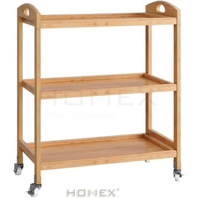 China Other 3 Tier Bamboo Kitchen Cart Vegetable Cart With Shelf Storage / Homex_BSCI for sale