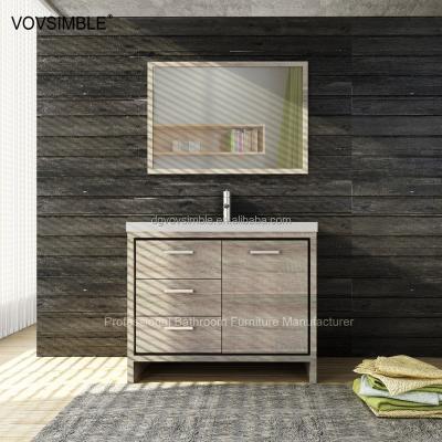 China Modern Chinese Modern Double Sink Bathroom Solid Wood Vanity With Sideboard For Hotel Projects for sale