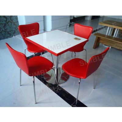 China 2022 easy to clean stone fast food restaurant table, solid outdoor restaurant acrylic dining table and chair made in china for sale