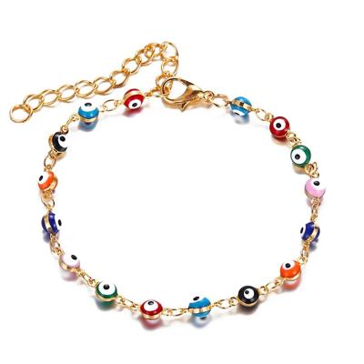 China New Design 18K Gold Silver Foot Chain Foot Jewelry Fashionable Custom Hot Selling Evil Eyes Color Evil Eyes Anklet For Women Girls for sale