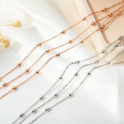 China Fashionable High Quality Elegant Three Layers Adjustable Rose Gold Plated Round Bead Silver Foot Chain For Women Girls for sale