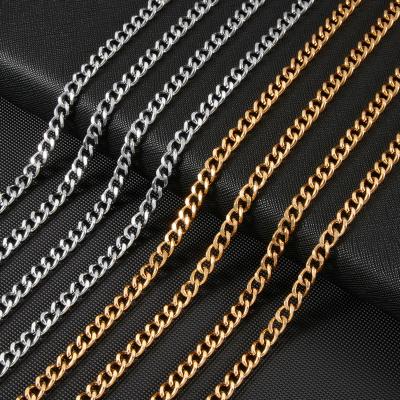 China TRENDY Personalized Stainless Steel 18k Gold Plated Jewelry Hip Hop Restrictor Link Chain 2 Side Grinding Cuban Link Men's Necklaces for sale