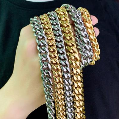 China Hiphop Personalized Stainless Steel 18k Gold Plated Miami Choker Hip Hop Cuban Link Cuban Chain Necklace For Women Men for sale