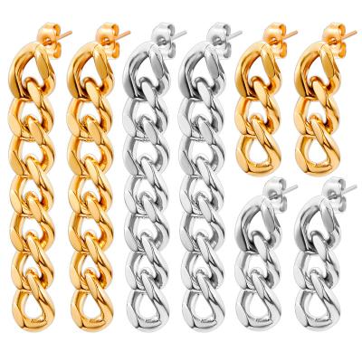 China TRENDY Unusual Earrings 2022 Trend Drop Earrings Stainless Steel Punk Cuban Chain Earrings For Women Jewelry Party Gift for sale