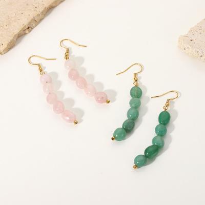 China Fashion TRENDY Vintage Healing Natural Stone Beads Earrings Drop Tassel Hook Earrings Gift Spiritual Jewelry for sale