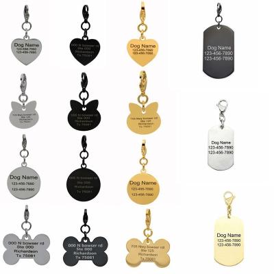 China People Art Customized Cute DIY Personalized Gift Stainless Steel Metal Gold Pet ID Number Blank Dog Name Tag For Dog Pet for sale