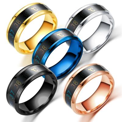 China High Quality Stainless Steel Finger Rings Heart Rate Smart Temperature Monitor Emotion Feeling Mood Couples Ring New for sale