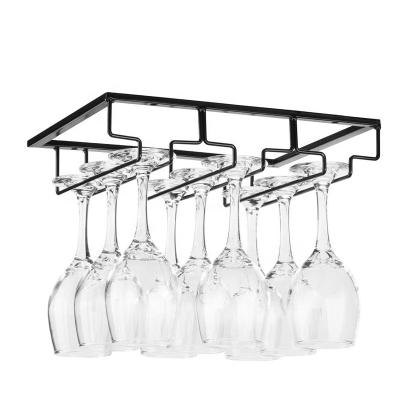 China Contemporary Metal Stemware Wine Rack Wine Glass Storage Hanging Hanger Under Cabinet For Bar Kitchen for sale