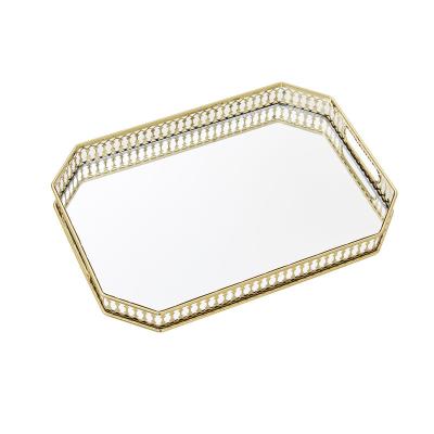 China Living Room Bathroom Kitchen Office Girlfriend Gift Mirror Vanity Makeup Tray Jewelry Trinket Organizer Dresser Cosmetic Tray for sale