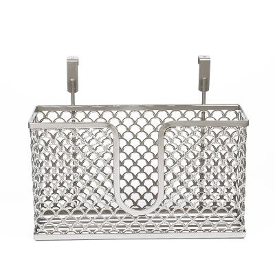 China Viable Over The Cabinet Door Metal Wire Wrap Organizer Rack Kitchen Hanging Storage Rack Basket for sale