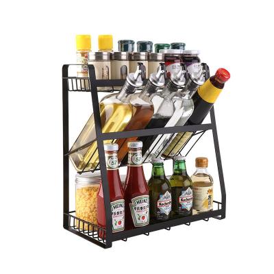 China 3 Tier Kitchen Countertop Storage Organizer Shelf Standing Corner Sustainable Spice Rack for sale