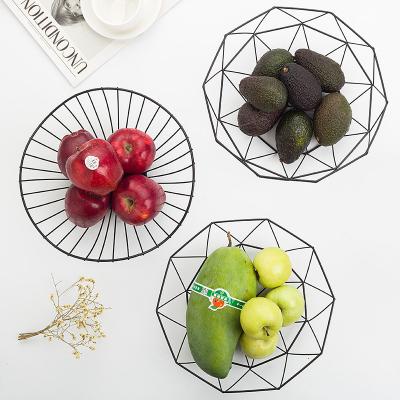 China Nordic Simple Simple Fruit Tray Creative Fruit Basket of Geometry Wrought Iron Fruit Basket Living Room Decor for sale