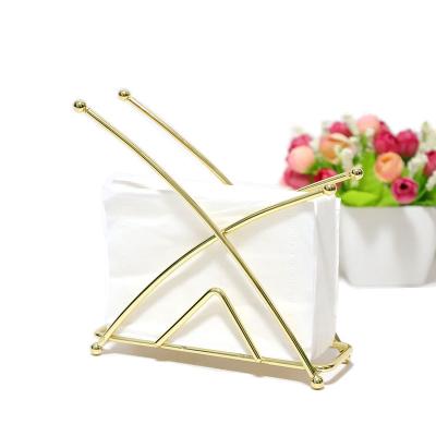 China Contemporary Metal Iron Cafe Hotel Panel Paperclip Dining Table Storage Rack Napkin Holder Gold Napkin Holder for sale