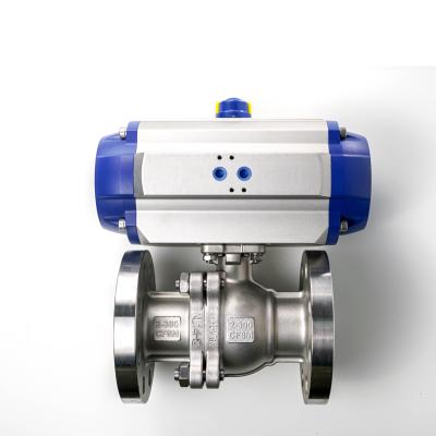 China DN40 150LB Refined Ball Valves With Pneuamtic Flanged Ball Valves for sale