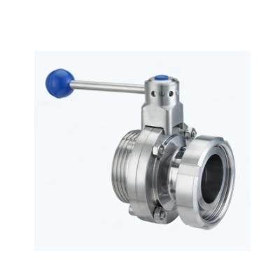 China SMS DN100 Sanitary Refined Stainless Steel Union End Butterfly Valve for sale