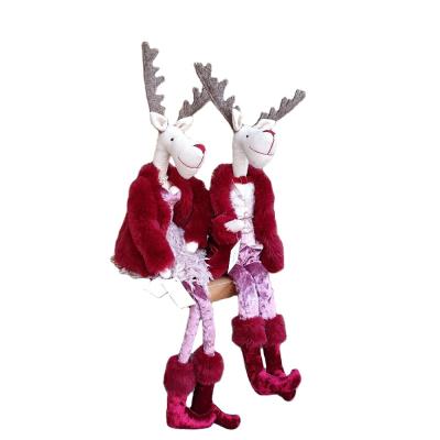 China Europe Merry Christmas Decorative Sitting Reindeer Decor Christmas Gifts Elk Funny Doll for sale