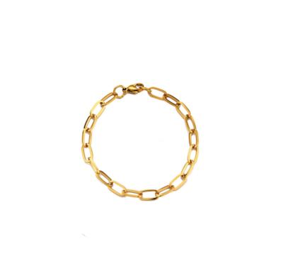 China Hiphop STARLAND Jewelry Wholesale 18K Gold Plated Brass Thick Chain Paper Clip Bracelet For Women for sale