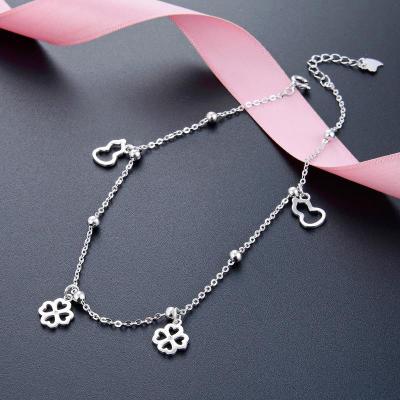 China 2020 Cute STARLAND Jewelry 925 Silver Anklet Simple Korean Style With Clover Design for sale