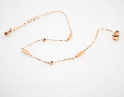 China FASHIONABLE square drill rose gold anklet chain stainless steel zircon anklet chain for women jewelry STARLAND for sale