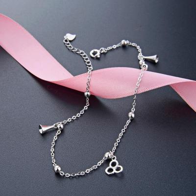 China 2020 Romantic STARLAND Jewelry Simple Design With 925 Sterling Silver Anklet Clover Foot Accessories for sale