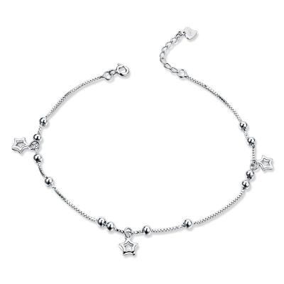 China Fashion STARLAND chain anklet bracelet S925 fashion silver stars anklet chain Korean silver jewelry for sale