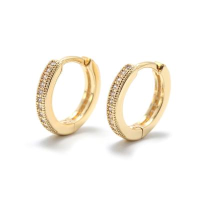 China 2020 Hot Selling CLASSIC Gold Plated Brass Zircon Huggie Hoop Earrings For Women Jewelry STARLAND Jewelry for sale