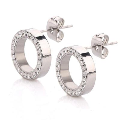 China Romantic Luxury Stainless Steel Round Earring Metal Stud STARLAND Earrings Jewelry for sale