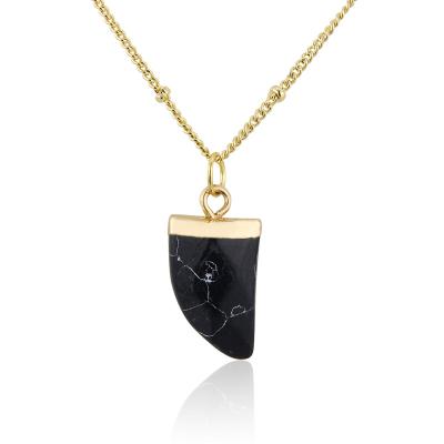 China New Design Fashion CLASSIC Jewelry Natural Stone Crystal Tooth Shape Collection Gold Plated Pendant Necklace for sale