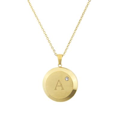 China FASHIONABLE Personalized A-Z Initials Pendant Necklace Gold Plated Stainless Steel Inlaid Zircon Fashion Pendant Jewelry for sale