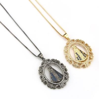 China Necklace Feminina de Nossa Senhora CZ Fashion Jewelry Two Color Copper Multicolor Zircon Women TRENDY Pendant Necklaces for sale