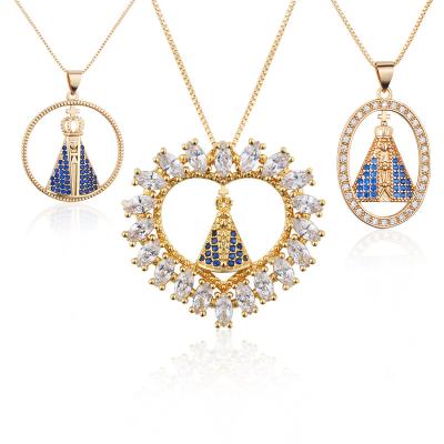 China Fashion Collection Religious Gold Plated Brass With Zircon Handmade New Design High Quality Pendant Necklace Fashion Jewelry Gift for sale