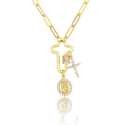 China Europe and America Fashion Jewelry Necklace Combination Sweater Chain Religious Cross Pendant Ladies Feast Pendant Jewelry Necklace Gift for sale