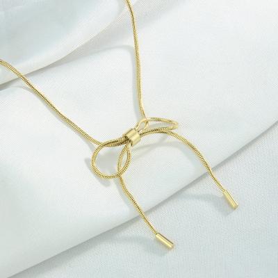 China New FASHIONABLE 14k real gold plated stainless steel necklace collection products love bow fashion animal women's clavicle chain necklace for sale