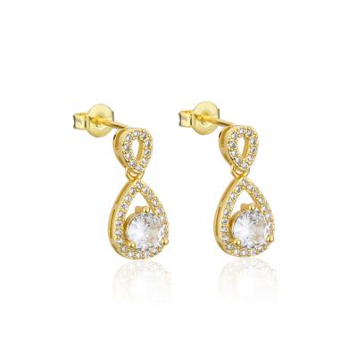 China Luxury Trendy Zirconium Full Light Jewelry Fashion Drop Earrings Water Drop Shape Real 18k Gold Plating Hollow High Quality Jewelry for sale