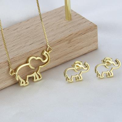 China BSWEET New Design CLASSIC Women Elephant Jewelry Set High Quality 18k Gold Plated Brass Necklace And Earring Fashion Jewelry Set for sale