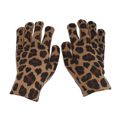 China Warmth Promotion Ladies Fashion Winter Mittens Leopard Print Design Gloves for sale