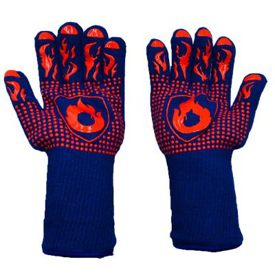 China Long Fire Resistant Waterproof Non-slip Silicone Cooking Mitt Grilling Mitt BBQ Mitt Heat Resistant Silicone Oven Mitts for sale