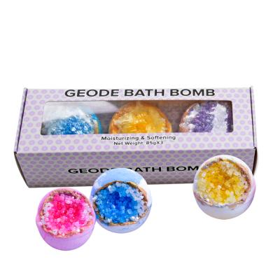 China Moisturize Skin Private Label Christmas Bath Bomb Natural Bath Gift Set Geode Fizzy Bath Bomb for sale