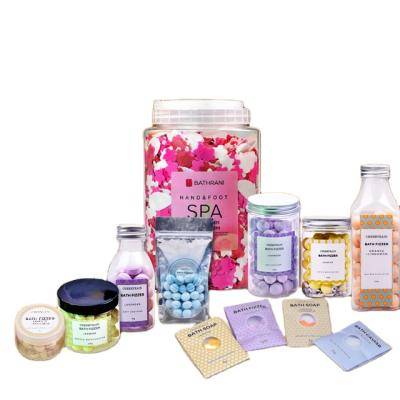 China Wholesale Hotel Spa Home Spa Jar Packaging Manicure Organic Himalayan Pedicure Softener Cuticle Flower Salt Fizzy Bath Bomb for sale