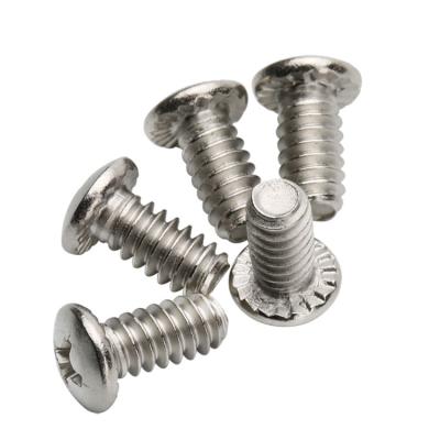 China Flat Smooth Cross Recessed Slotted Pan Head Machine Serrated Thread Screw for sale