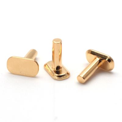 China China Steel Manufacturer Customized Metal Carbon Steel Gold T Head Electroplated Polished Rivets for sale