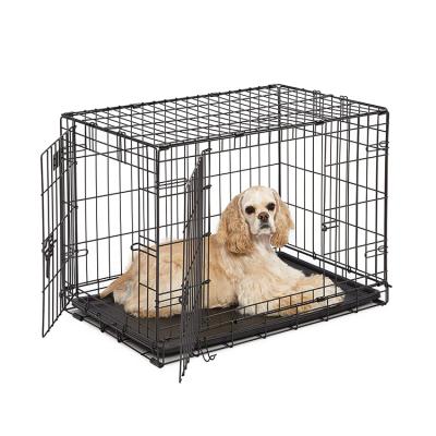 China Viable Goods Portable Top-Load Stainless Steel Dog Pet Foldable Two Door Cage For Sale for sale